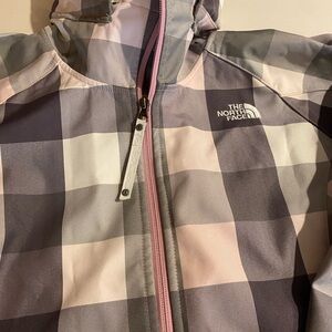 The North Face Pink and Gray Plaid Jacket